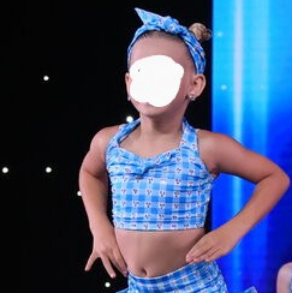 Weissman Blue and White Dance Costume with Ruffled Details and Stones